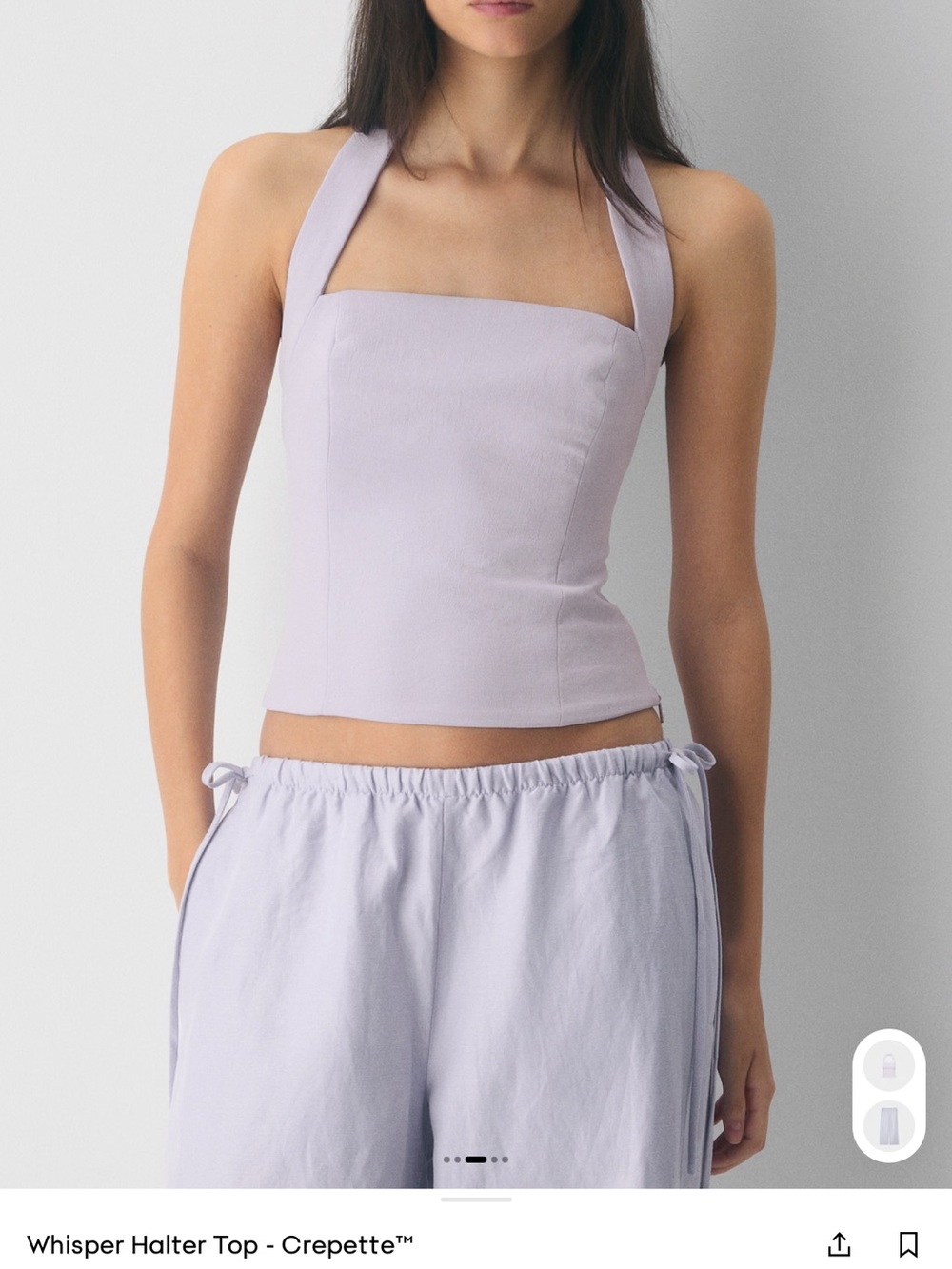 Aritzia Whisper Halter Top - Soft Lavender